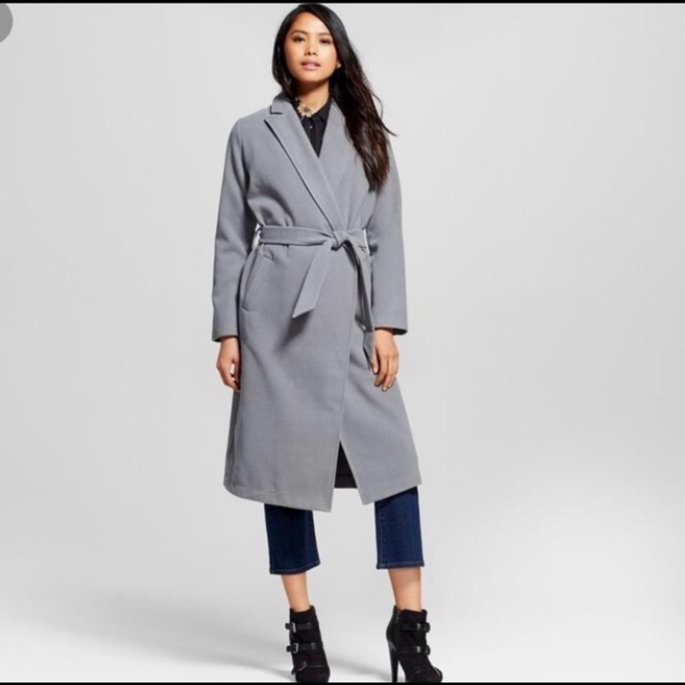 WhoWhatWear Wrap Coat in Grey-New